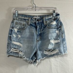 Cello Light Blue Distressed Denim Shorts